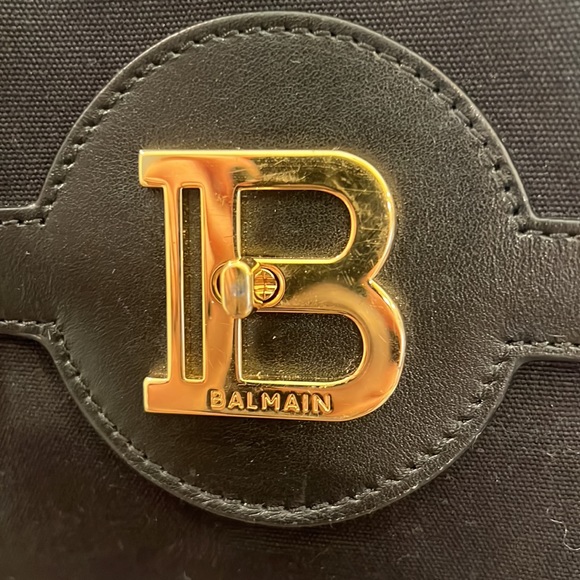 Black canvas and leather Balmain diaper bag - Picture 4 of 11